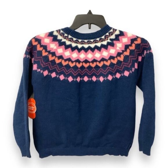 WonderNation Girl’s Long Sleeve Fair Isle Sweater, Blue, size XL (14-16) - Picture 2 of 8